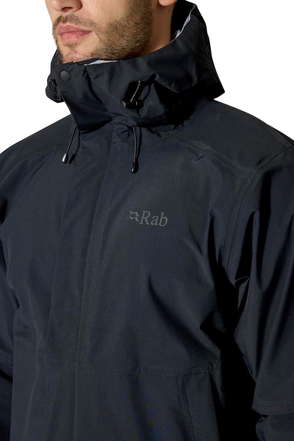 imageRab Mens Firewall Jacket Lightweight Waterproof Hooded Coat for Climbing amp HikingBlack