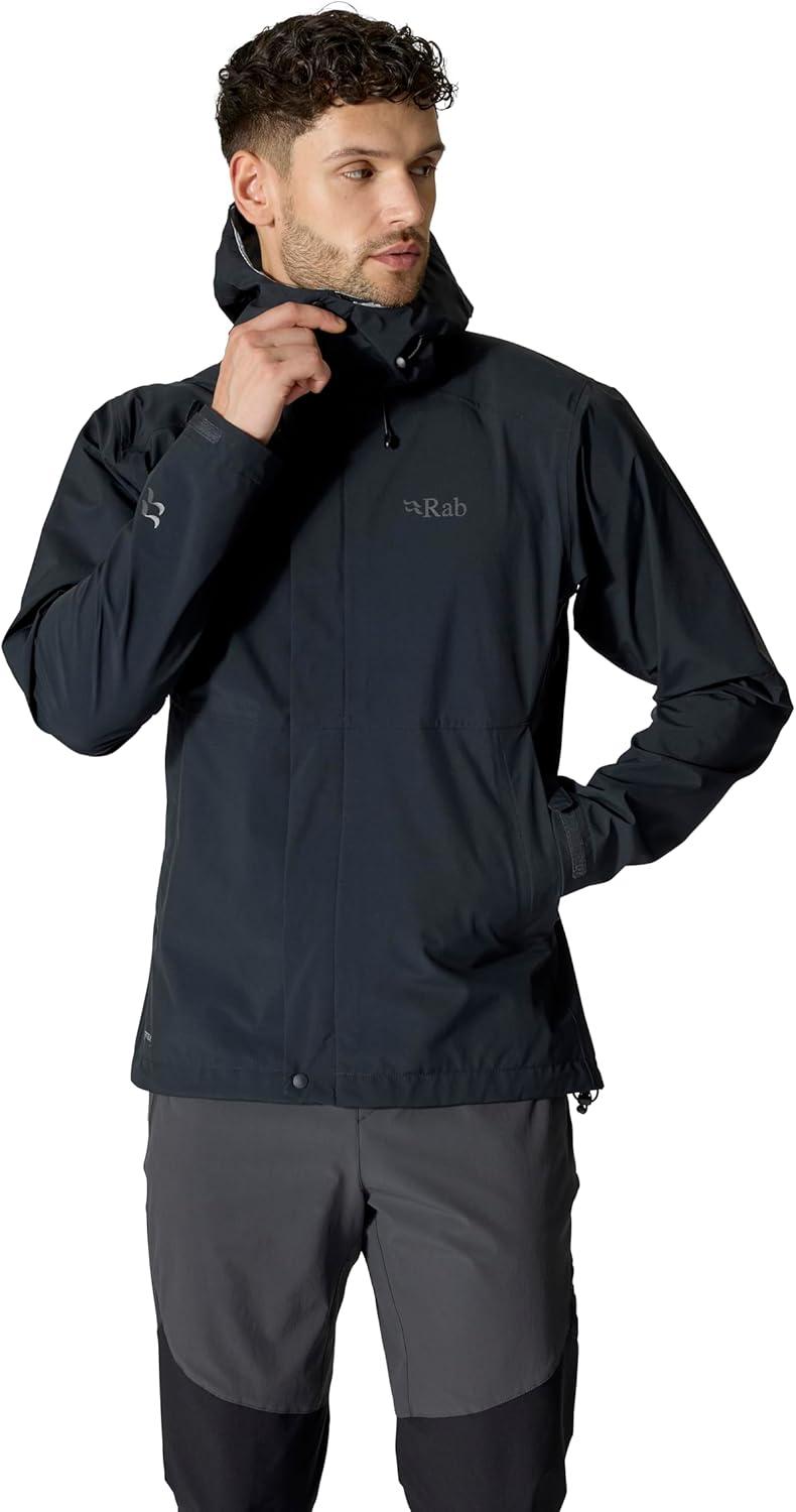 imageRab Mens Firewall Jacket Lightweight Waterproof Hooded Coat for Climbing amp HikingBlack