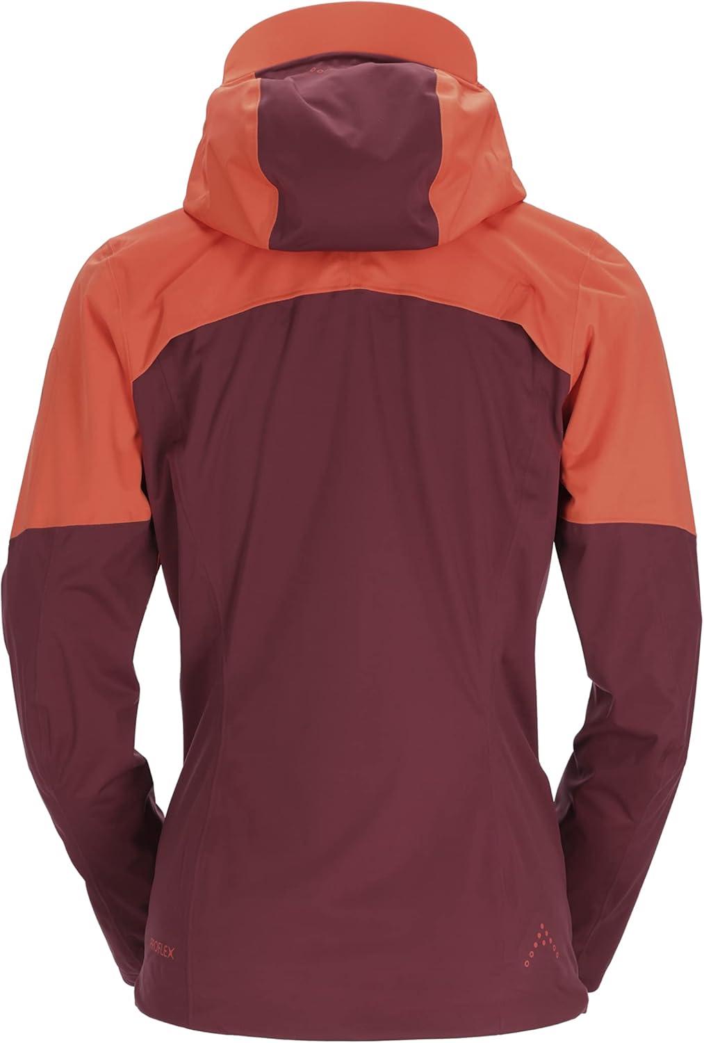 imageRab Womens Kinetic Ultra Stretch Waterproof Breathable Jacket for Hiking and Trail RunningRed GrapefruitDeep Heather