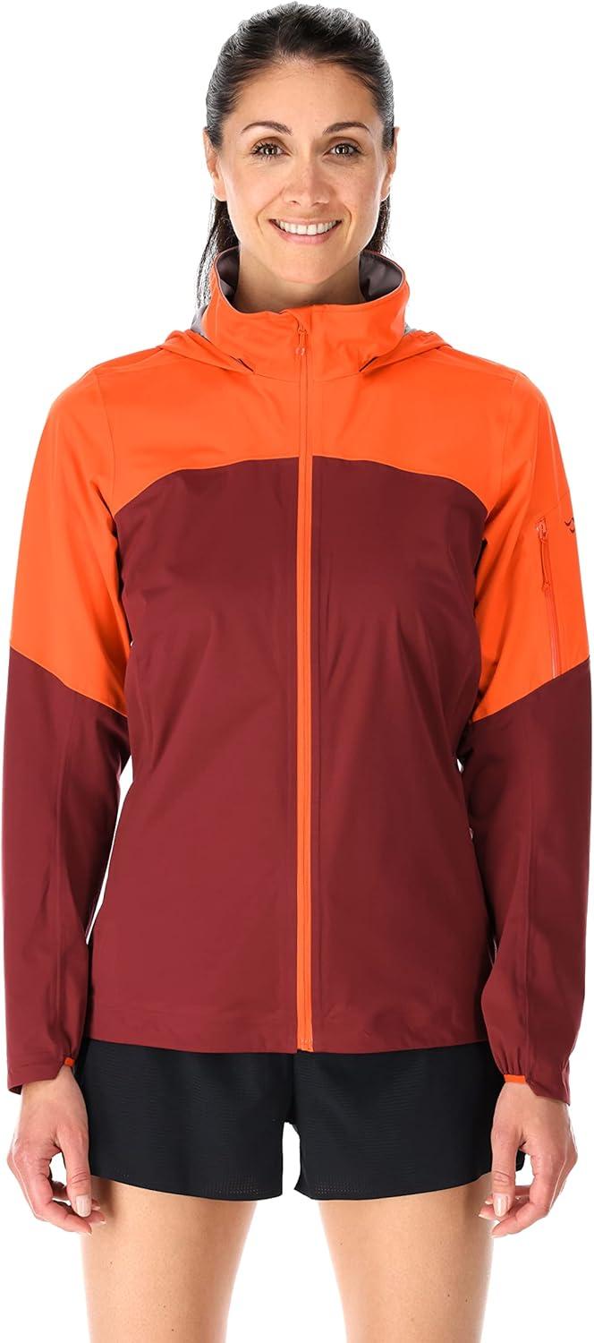 imageRab Womens Kinetic Ultra Stretch Waterproof Breathable Jacket for Hiking and Trail RunningRed GrapefruitDeep Heather