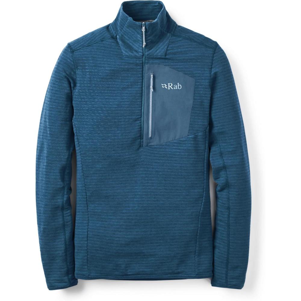 imageRab Mens Ascendor Light PullOn  HalfZip Fleece for Climbing Skiing amp MountaineeringTempest Blue