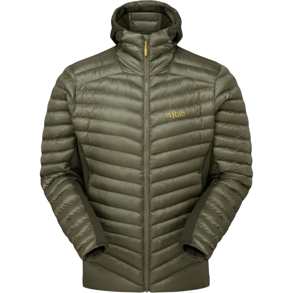 imageRab Mens Cirrus Flex Hoodie Jacket Lightweight Insulated Puffer Coat for HikingLight KhakiArmy
