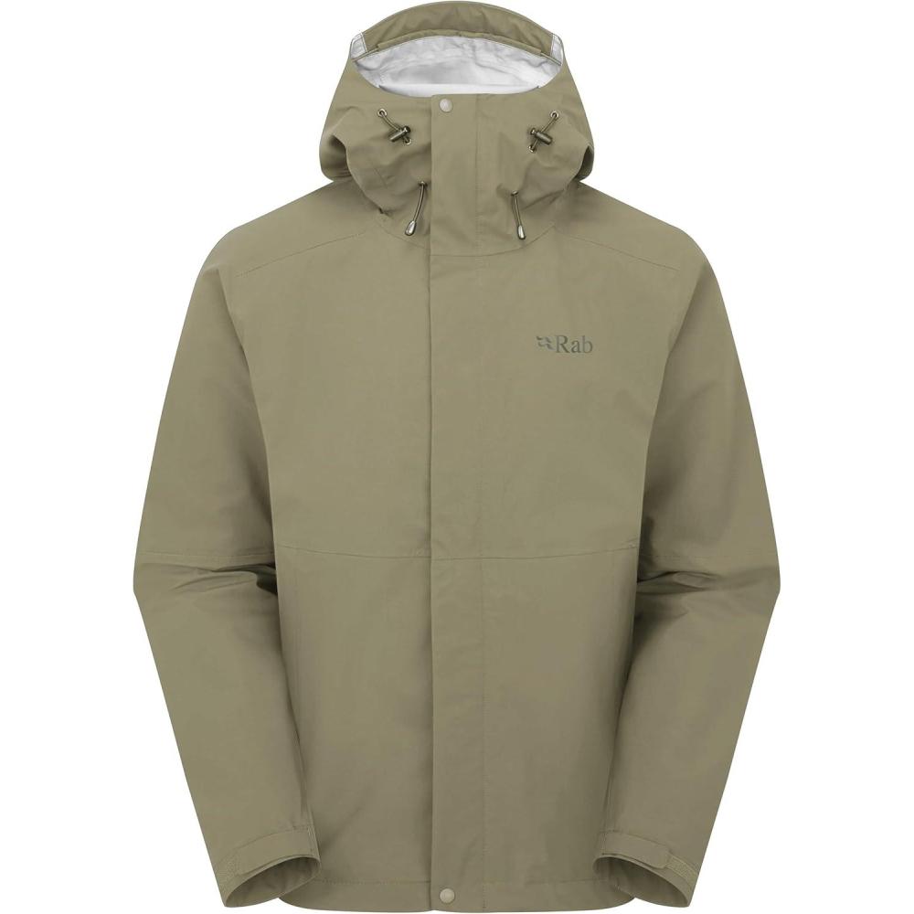 imageRab Mens Firewall Jacket Lightweight Waterproof Hooded Coat for Climbing amp HikingLight Khaki
