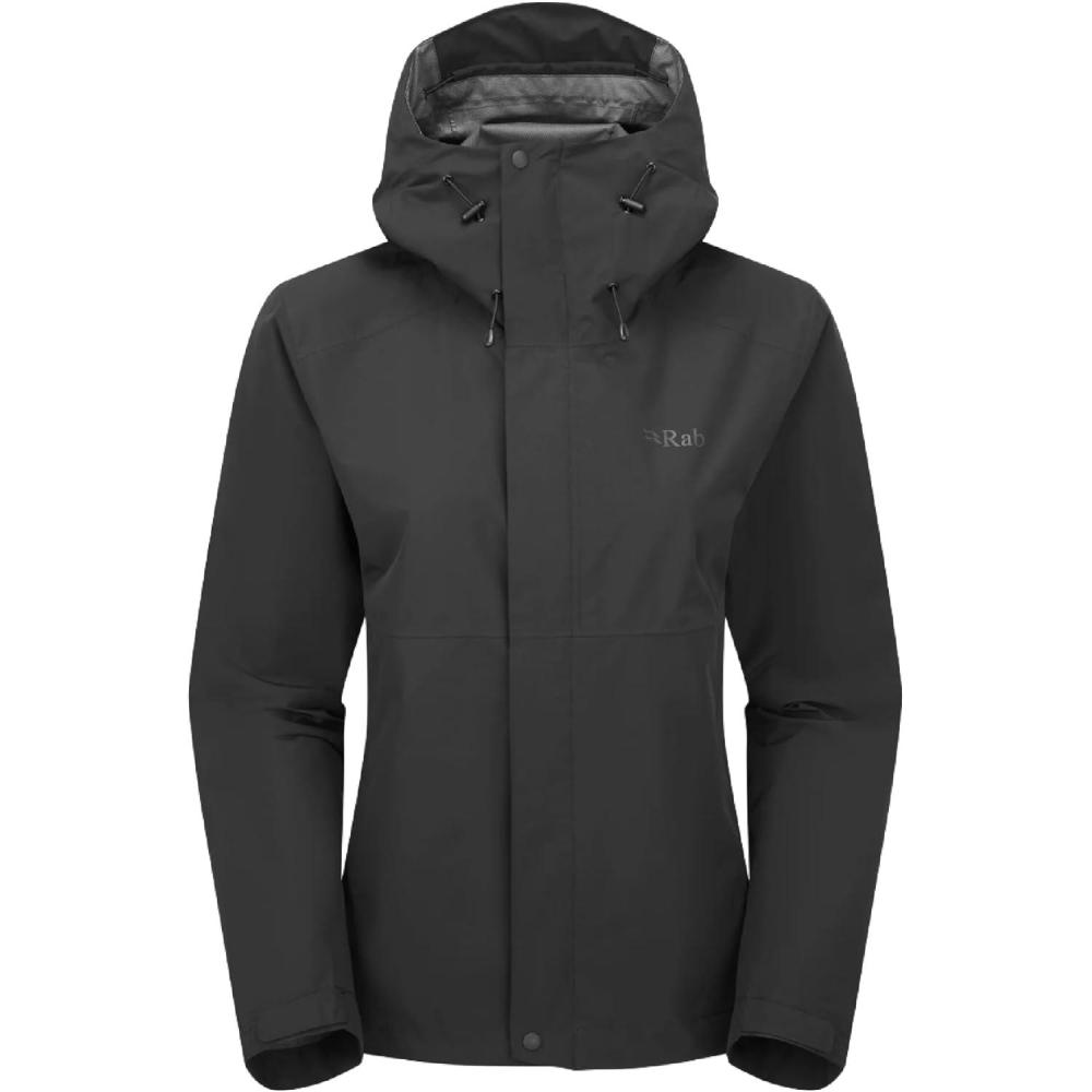 imageRab Womens Downpour Jacket  Lightweight Waterproof Hooded Coat for Hiking amp TrekkingBlack