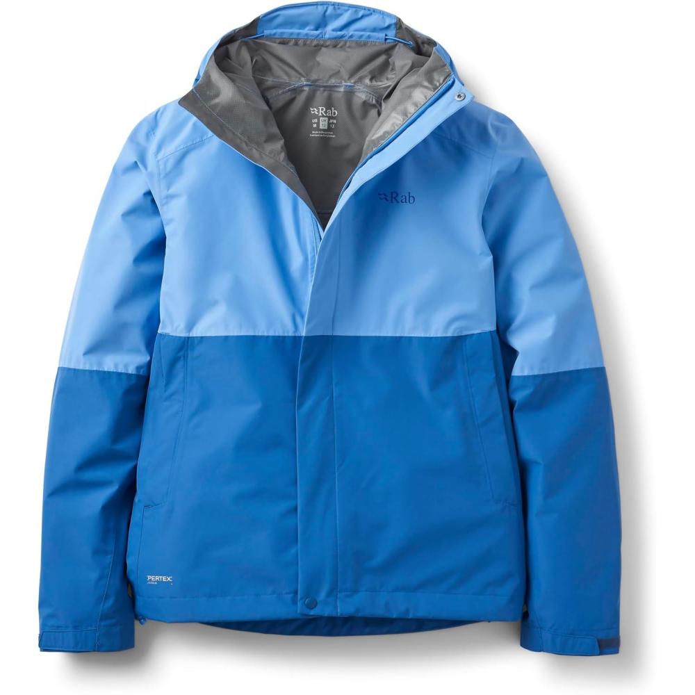 imageRab Womens Downpour Jacket  Lightweight Waterproof Hooded Coat for Hiking amp TrekkingBluebirdDark Bluebird