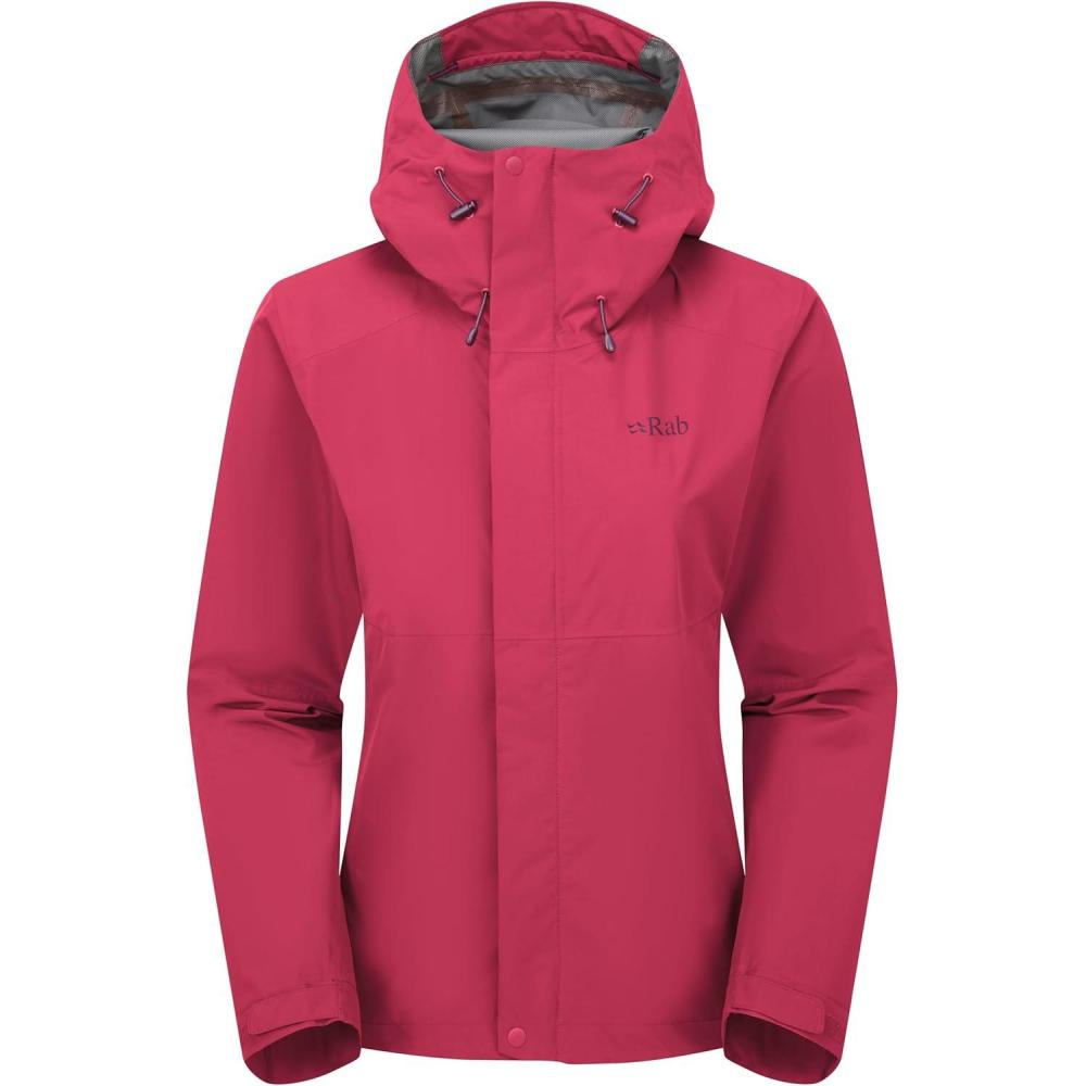imageRab Womens Downpour Jacket Lightweight Waterproof Hooded Coat for Hiking amp TrekkingWatermelon