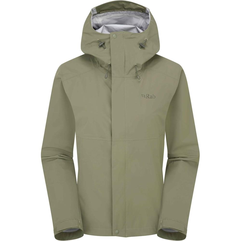 imageRab Womens Firewall Jacket  Lightweight Waterproof Hooded Coat for Climbing amp HikingLight Khaki