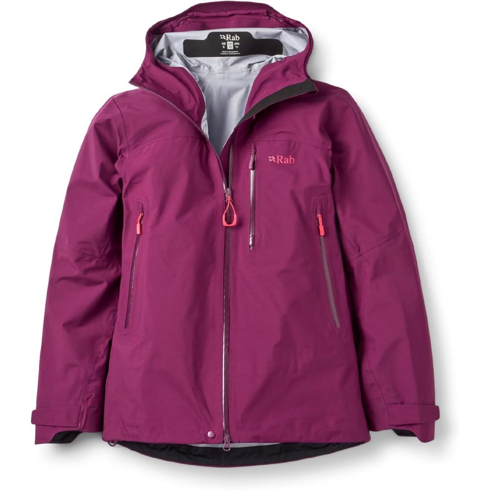 imageRab Womens Firewall Mountain Jacket Lightweight Waterproof Hooded Coat for Climbing amp HikingMulberry