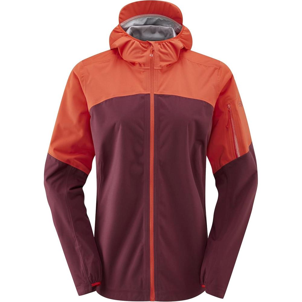 imageRab Womens Kinetic Ultra Stretch Waterproof Breathable Jacket for Hiking and Trail RunningRed GrapefruitDeep Heather
