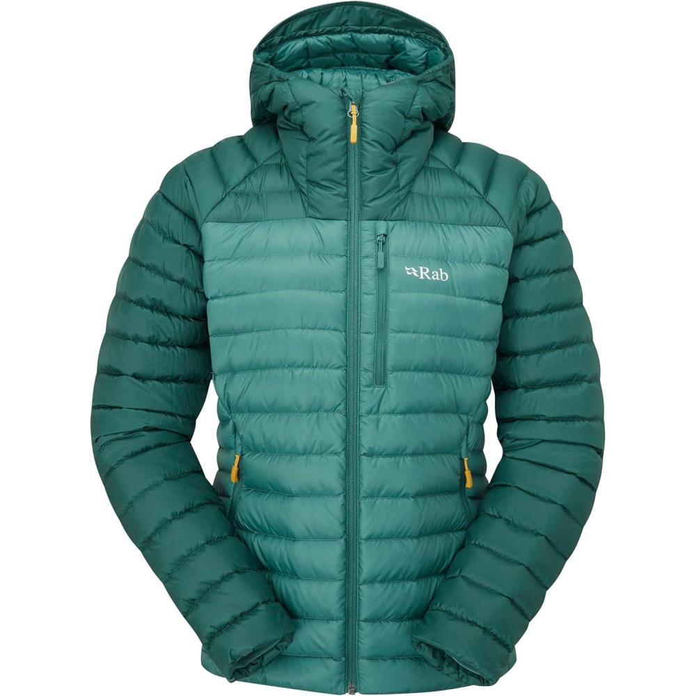 imageRab Womens Microlight Alpine 700Fill Down Hooded Puffer Jacket for Hiking amp SkiingGreen SlateEucalyptus