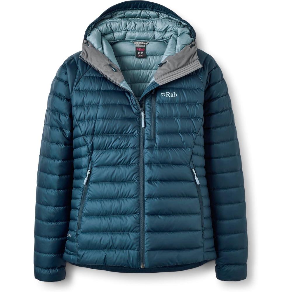 imageRab Womens Microlight Alpine 700Fill Down Hooded Puffer Jacket for Hiking amp SkiingTempest Blue