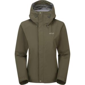 Rab Women’s Downpour Jacket – Lightweight Waterproof Hooded Coat for Hiking & Trekking(Army)
