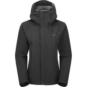 Rab Women’s Downpour Jacket – Lightweight Waterproof Hooded Coat for Hiking & Trekking(Black)