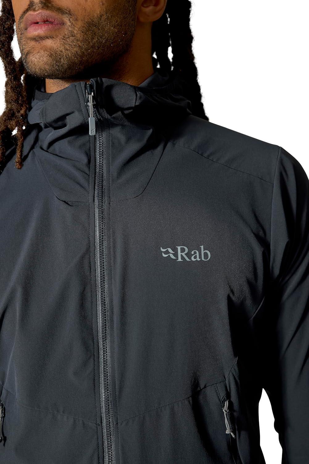 imageRab Mens Borealis Hoody Jacket Lightweight WaterRepellent Softshell Coat for Hiking amp ClimbingBeluga