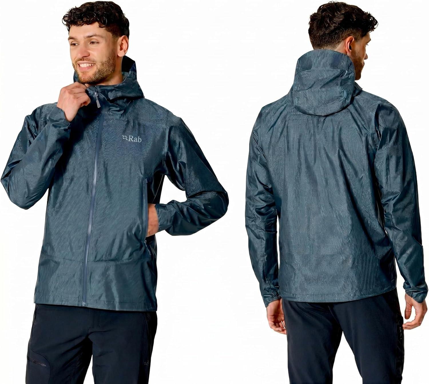 imageRab Mens Phantom Mountain Jacket Lightweight Packable Hooded FullZip for Hiking amp BackpackingTempest Blue