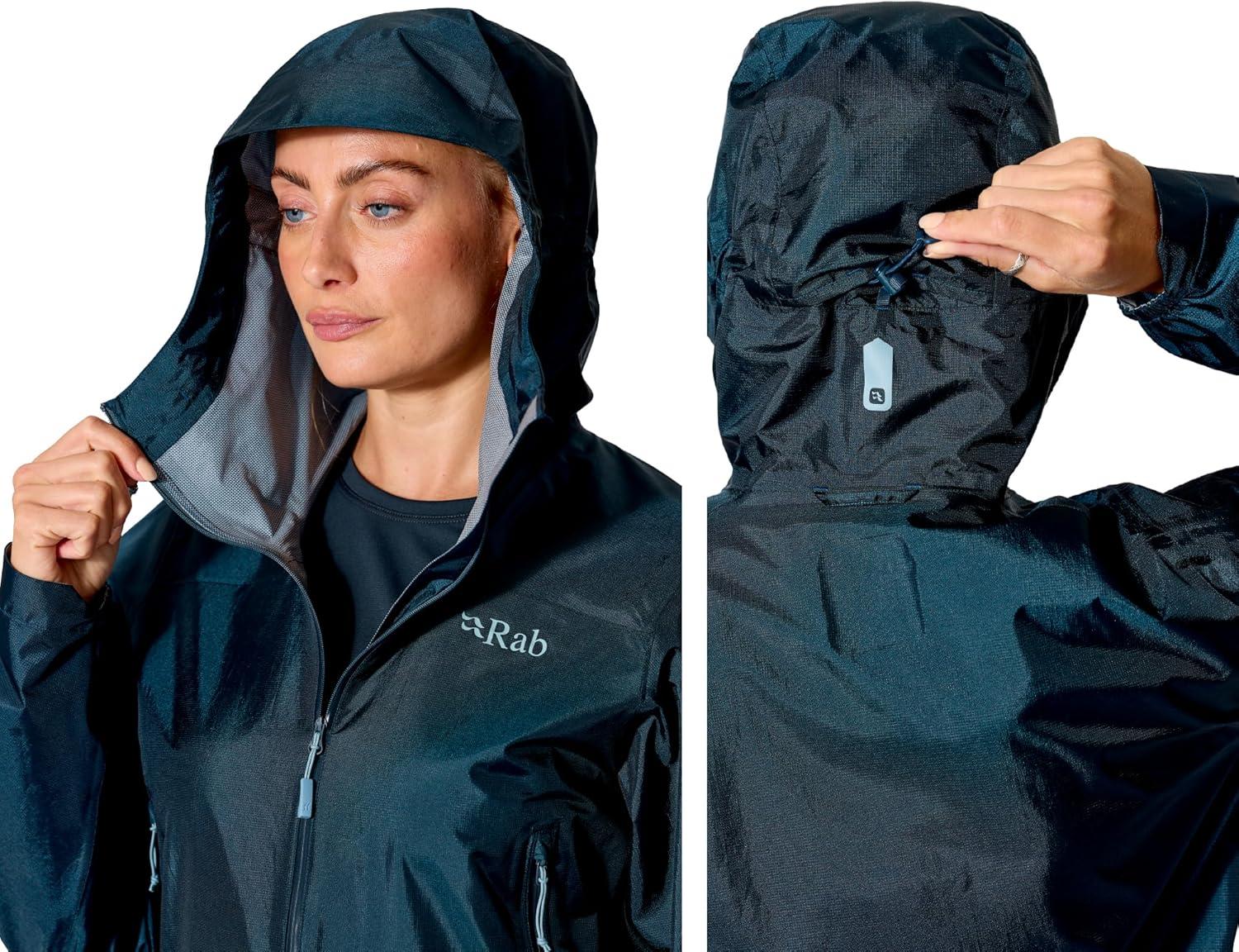 imageRab Womens Phantom Mountain Jacket Lightweight Waterproof Hooded Shell for Hiking amp TrekkingTempest Blue