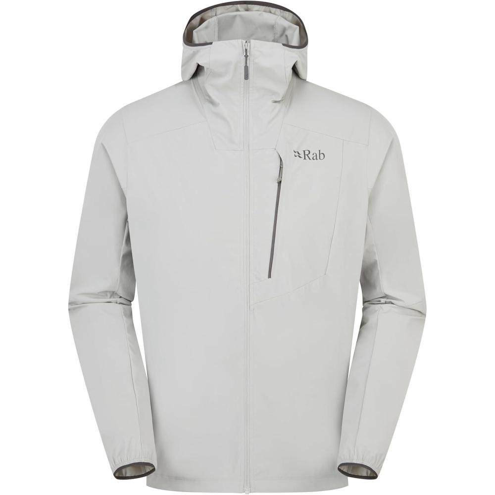 imageRab Mens Borealis Alpine Hoody Jacket Lightweight WaterRepellent Softshell Coat for Hiking amp ClimbingLight Zinc