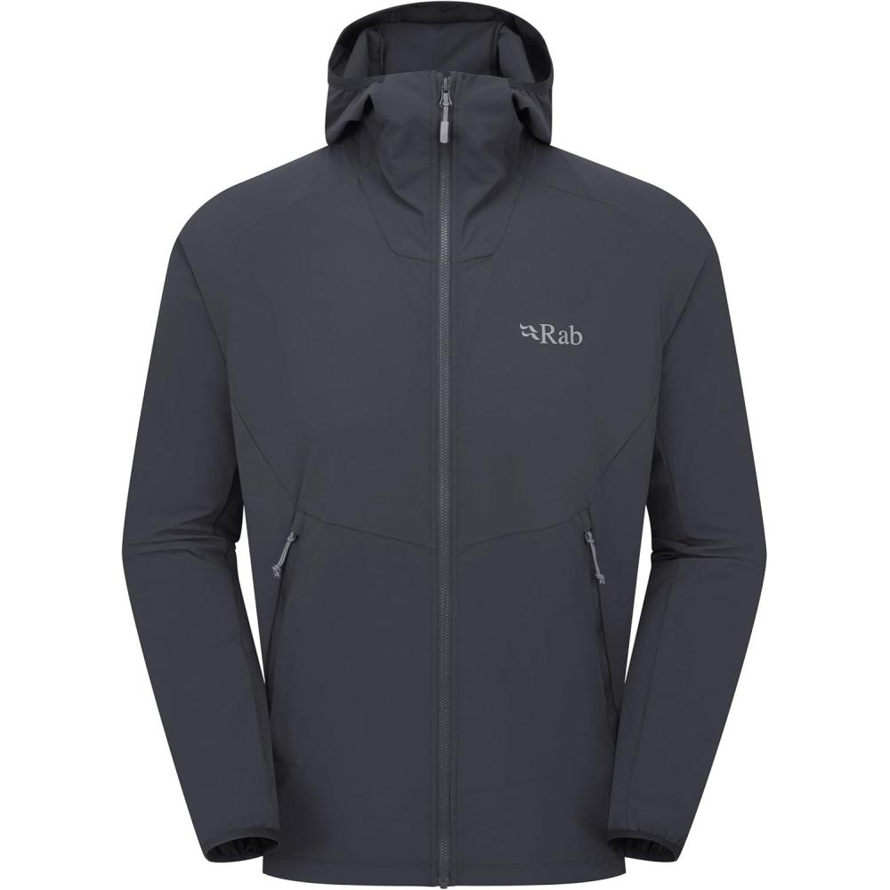 imageRab Mens Borealis Hoody Jacket Lightweight WaterRepellent Softshell Coat for Hiking amp ClimbingBeluga