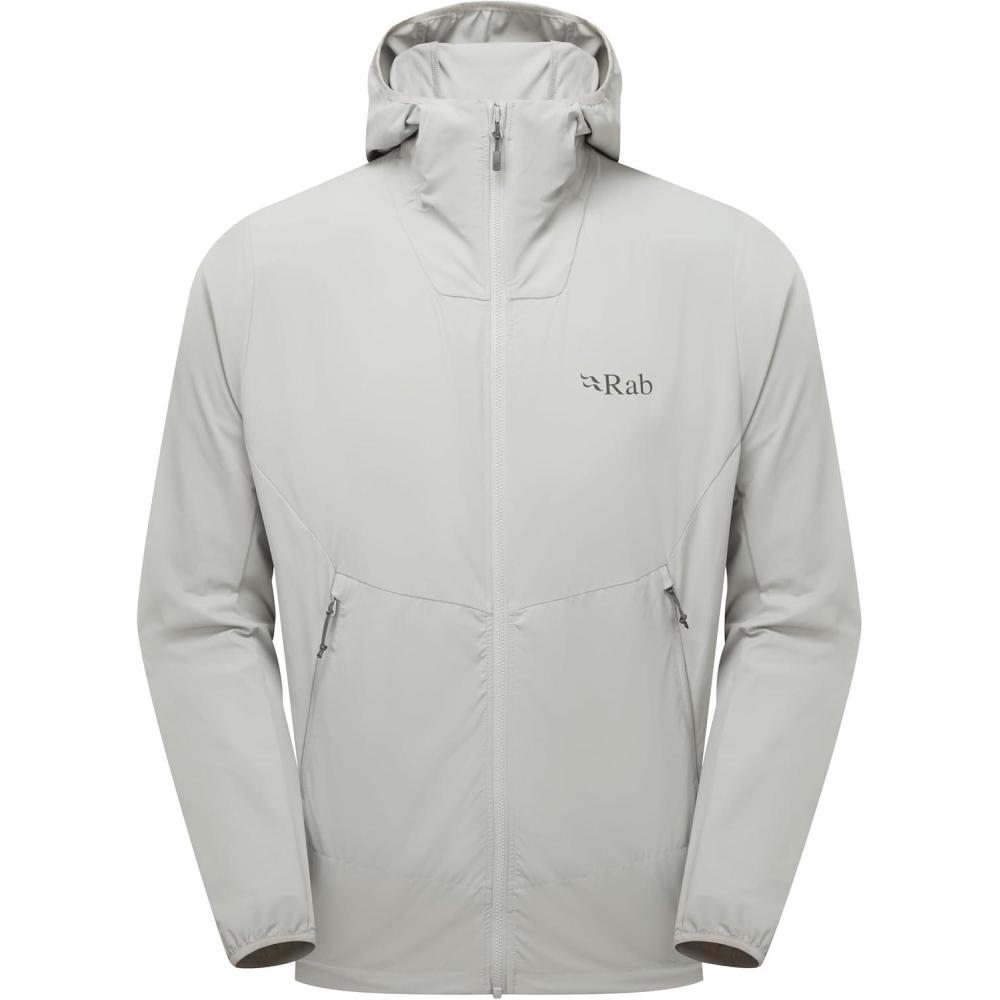 imageRab Mens Borealis Hoody Jacket Lightweight WaterRepellent Softshell Coat for Hiking amp ClimbingLight Zinc