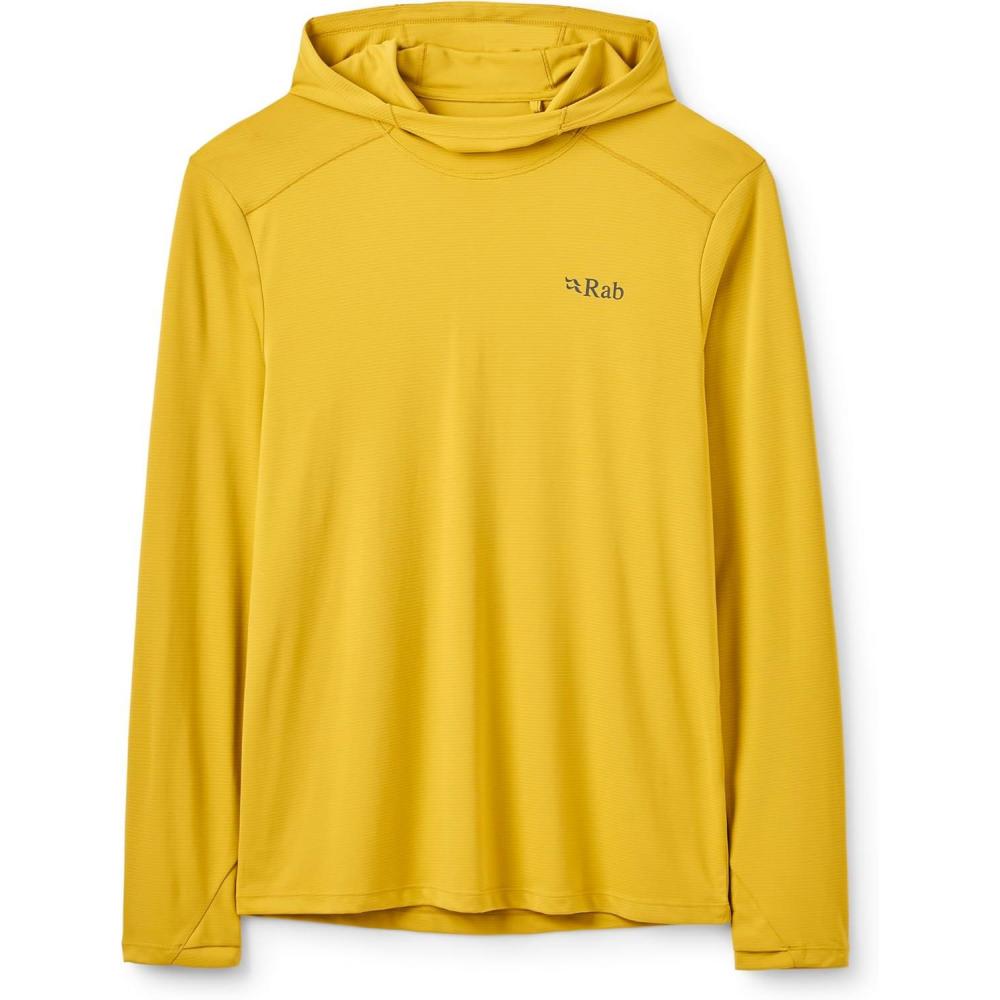 imageRab Mens Force Hoody  Lightweight LongSleeve Hooded Baselayer Shirt for Hiking Climbing amp Trail RunningDark Pollen