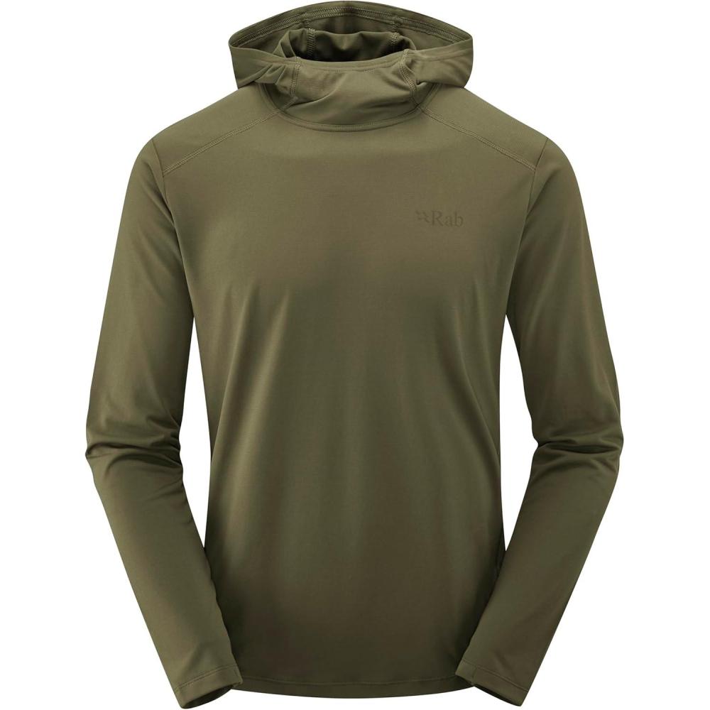 imageRab Mens Force Hoody  Lightweight LongSleeve Hooded Baselayer Shirt for Hiking Climbing amp Trail RunningOlive Olive