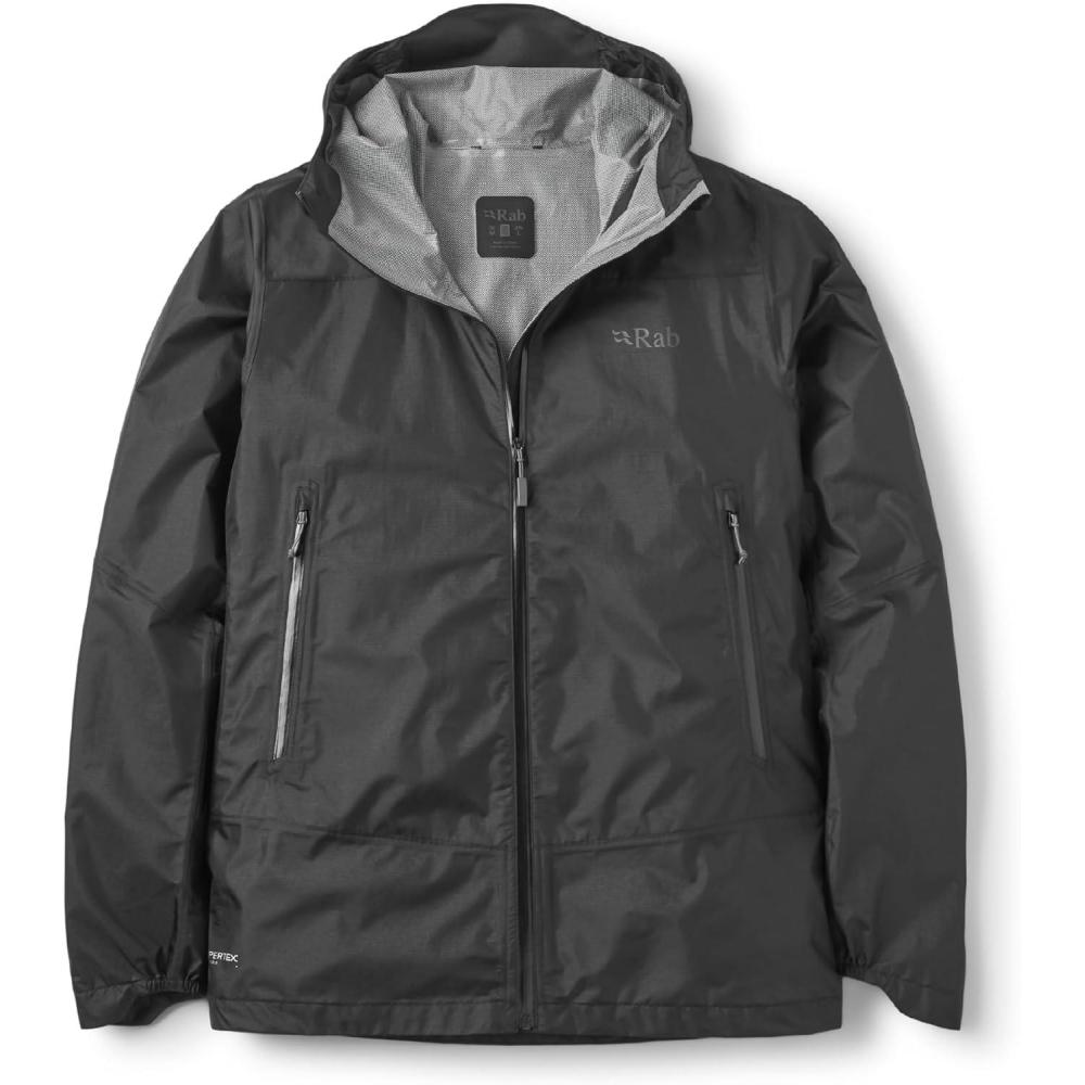 imageRab Mens Phantom Mountain Jacket  Lightweight Packable Hooded FullZip for Hiking amp BackpackingBlack