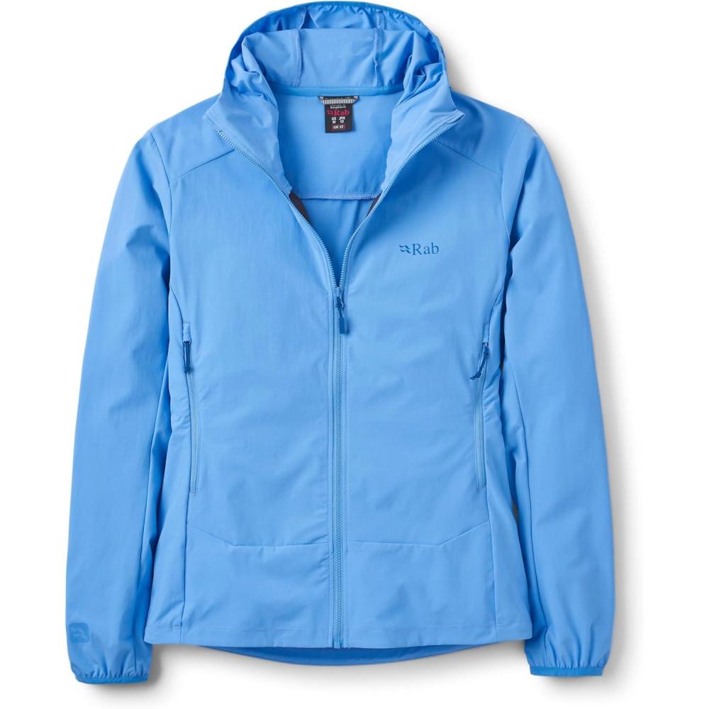 imageRab Womens Borealis Hoody Jacket  Lightweight WaterRepellent Softshell Coat for Hiking amp ClimbingBluebird