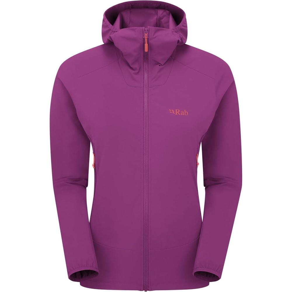 imageRab Womens Borealis Hoody Jacket  Lightweight WaterRepellent Softshell Coat for Hiking amp ClimbingPlum
