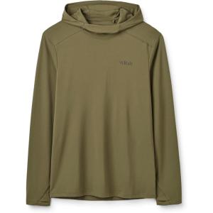 Rab Men’s Force Hoody – Lightweight Long-Sleeve Hooded Baselayer Shirt for Hiking, Climbing, & Trail Running(Olive)