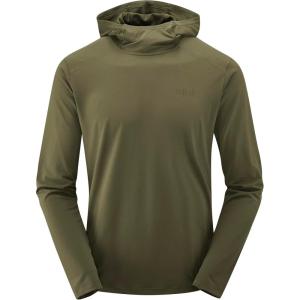 Rab Men’s Force Hoody – Lightweight Long-Sleeve Hooded Baselayer Shirt for Hiking, Climbing, & Trail Running(Olive (Olive))
